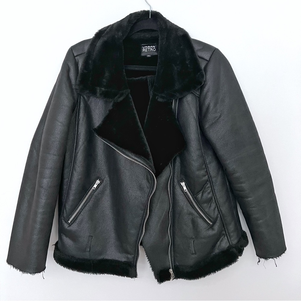 FASHION NOVA (URBAN RETRO) - Faux Shearling Lined Moto Jacket